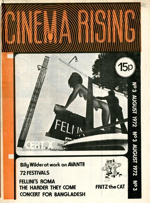CINEMA RISING magazine side cover Issue 3 August 1972